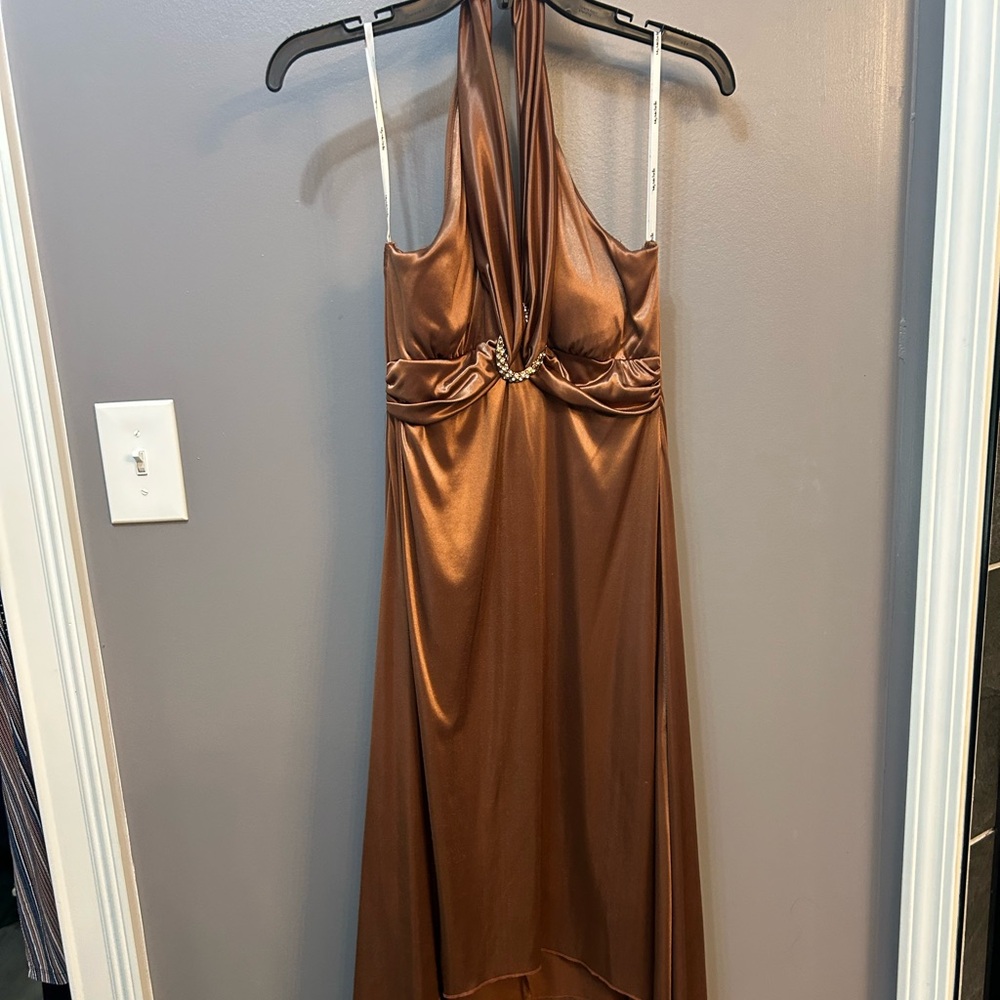 My Michelle Prom/Semi Formal Halter Dress Brown